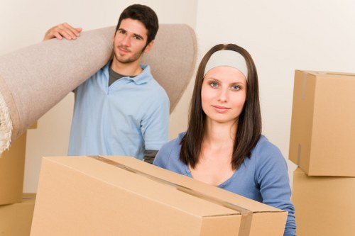 Residential move in Hook with packed boxes and furniture